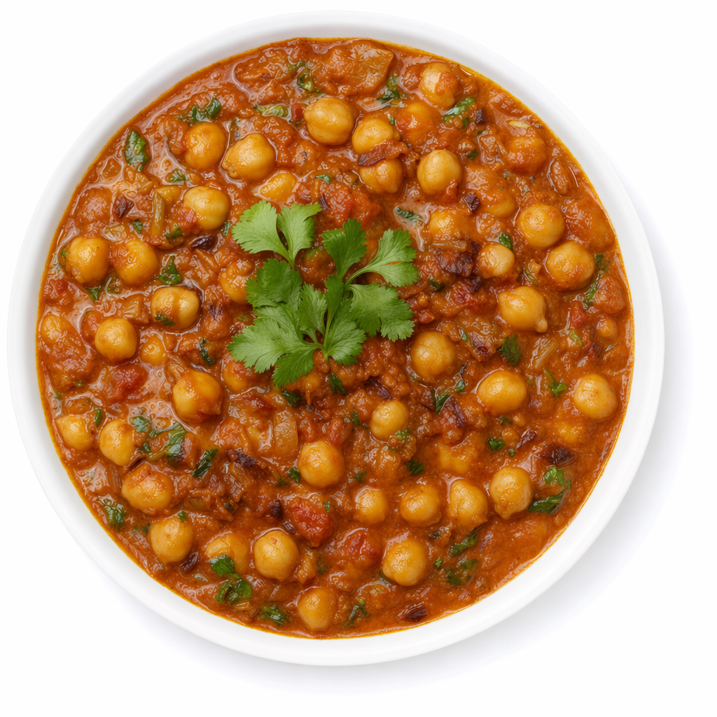 Chana Masala — plump chickpeas in rich tomato gravy